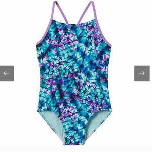 Speedo Girls Thin Strap One Piece Swimsuit nwt 7/8
